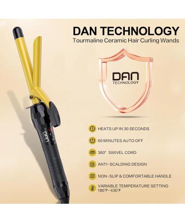 DAN Technology 3/4 Inch Tourmaline Ceramic Hair Curling Iron - Fast Heating LCD Screen Auto Off | Ideal for DIY & Salon Use (Gold Black - Buy Online on SooperMarket.com