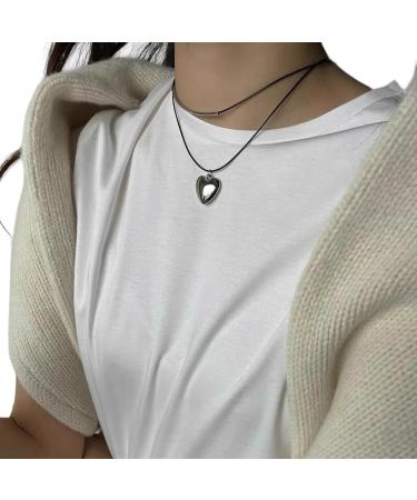 Shop Oralgos Fashionable Heart Pendant Necklace - Double-Layer Leather Cord Adjustable Women's Accessory - Buy Online on SooperMarket.com