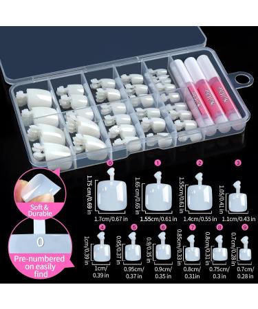100pcs Natural False Toe Nail Tip Set with Glue - Full Cover Acrylic Fake Toenails for Women & Girls - Includes Cuticle Pusher and Nail File - Buy Online on SooperMarket.com