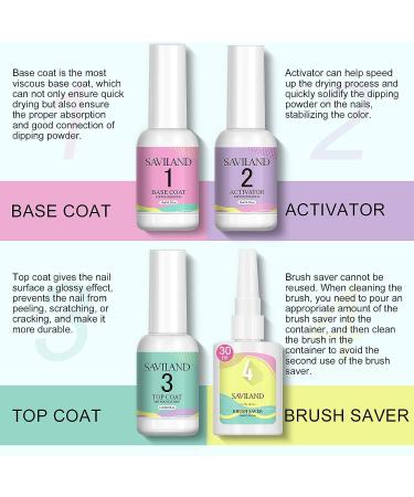 SAVILAND Dipping Powder Liquid Set - 30ml Brush Saver & 15ml Base/Top Coat Gel Activator - Dip Powder Nail Kit - No Curing Needed - Buy Online on SooperMarket.com
