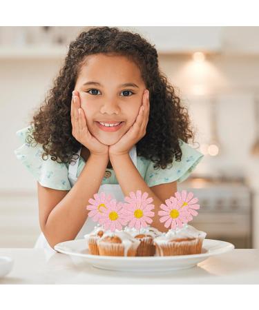 Rsstarxi 24 Pack Daisy Cupcake Toppers Baby Shower Birthday Chrysanthemum Party Cupcake Picks for Daisy Flower Theme Spring Birthday Wedding Party Cake Decorations Pink Design 1 Pink - Buy Online on SooperMarket.com
