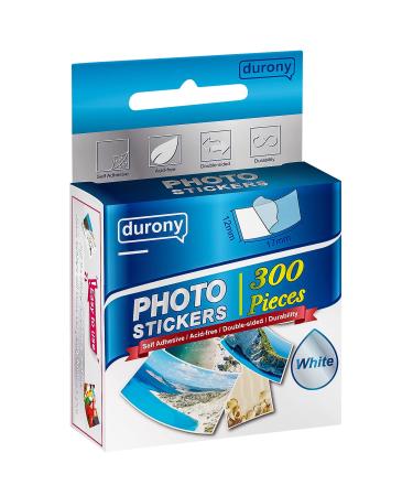 Durony 300 Pieces Photo Sticker White Double-Sided Self Adhesive Photo Tapes for Pictures DIY Photo Album Journal
