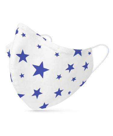 Dance pattern makeshift mask washable 100% cotton for children and adults - nose bracket and filter bag - mouth and nose protection 2 -layer - Oeko -Tex standard 100 star white blue M (1 Pack)