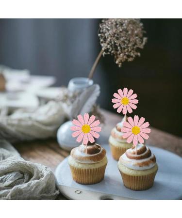 Rsstarxi 24 Pack Daisy Cupcake Toppers Baby Shower Birthday Chrysanthemum Party Cupcake Picks for Daisy Flower Theme Spring Birthday Wedding Party Cake Decorations Pink Design 1 Pink - Buy Online on SooperMarket.com