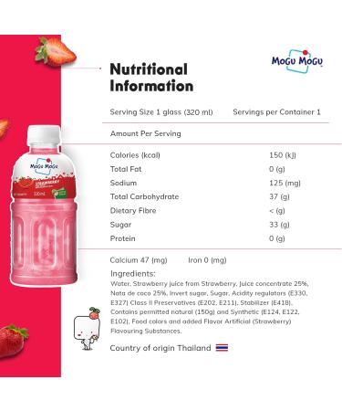 Mogu Mogu Strawberry Juice with 25% NATA De Coco | Energy Booster Drink | Full of Fruit Fibres | No Added Preservatives and Colours -300ml (Pack of 6) - Buy Online on SooperMarket.com