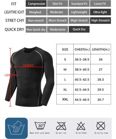 Men's Long Sleeve Compression Shirts 4 Pack - Athletic Base Layer for Cold Weather Workout - Black, Large - Buy Online on SooperMarket.com