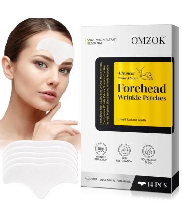 Marianp Forehead Wrinkle Patches With Snail Mucin - Smooth Fine Lines & Wrinkles Anti-Wrinkle Patches with Collagen Aloe Vitaminer Anti Wrinkle Patches - For Overnight Use 14 Patches
