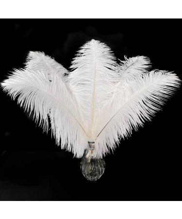 Piokio 20 pcs White Ostrich Feathers Plumes 10-12 inch(25-30 cm) Bulk for DIY Christmas Decorations  Wedding Party Centerpieces  Gatsby Decorations White 20 pcs
