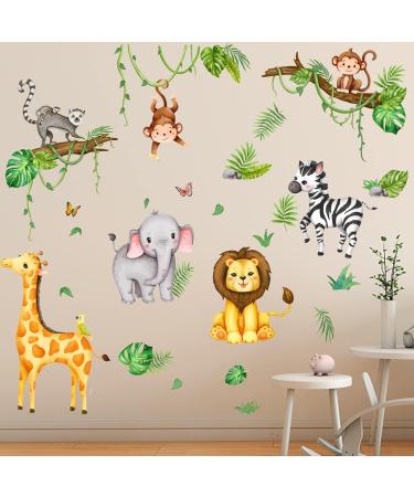 Olyee Jungle Animal Wall Stickers | Removable Nursery Decor for Kids Bedrooms | Farm Animals for Baby Toddler Room | Boy Girls Wall Decals - Buy Online on SooperMarket.com