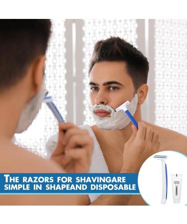 50 Sets Disposable Razors in Bulk - Twin Blade Razors with Shaving Cream | Individually Wrapped for Men & Women | Perfect for Homeless Hotels Shelters & Travel - Buy Online on SooperMarket.com