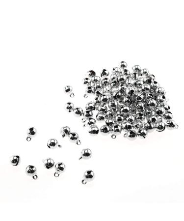ZZHXSM 1/4-Inch Jingle Bell 100PCS 6mm Small Silver Aluminium Alloy Bells for DIY Bracelet Anklets Necklace Knitting Jewelry Making