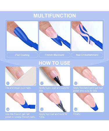 Saviland French Gel Nail Polish - 10ML Blue U V LED Soak Off Quick French Manicure DIY Gel Polish - 0.34 Fl Oz - Buy Online on SooperMarket.com