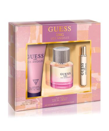GUESS 1981 Los Angeles Women/Femme Eau de Toilette 3 Piece Gift Set - Perfume Spray 3.4 Fl. Oz. Travel Spray 0.5 Fl. Oz. & Body Lotion 6.7 Fl. Oz.