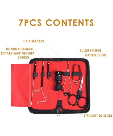 SF Fly Fishing Tying Tools Kit - 7 Pcs Gear Assortment for Bobbin, Threader, Scissors, Whip Finisher, Bodkin, Pliers & Hair Stacker - Buy Online on SooperMarket.com