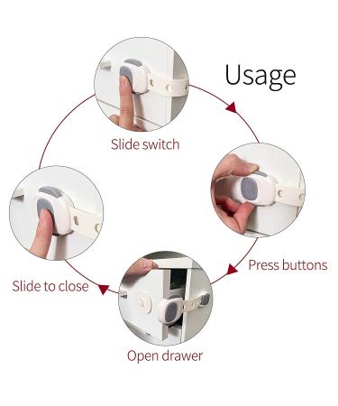 6PCS Baby Proofing Cabinet Locks - Double Safety Lock Latches - Adjustable Strap - Child Proof Drawer Locks - 6 Count - Buy Online on SooperMarket.com