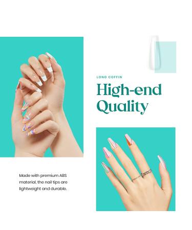 Beetles Nail Tips and Glue Gel Kit with 500 Coffin Nails - Fast DIY Halloween Nail Art - UV LED Lamp Included - Buy Online on SooperMarket.com