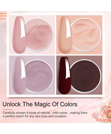 Honey Joy Dip Powder Nail Kit Starter Set | 4 Colors Nude Brown Pink | Dipping Powder Liquid with Base Top Coat | Salon Quality Manicure DIY Kit | No LED Nail Lamp Needed - Buy Online on SooperMarket.com