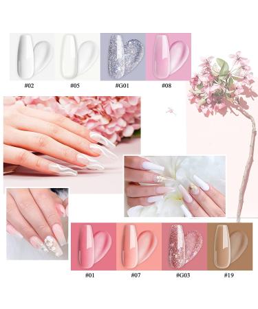 Phoenixy Poly Nail Gel Kit - 8 Colors Extension Set with 36W LED UV Lamp | Manicure Starter Kit for Women - Bahamas Sand Beach - Buy Online on SooperMarket.com