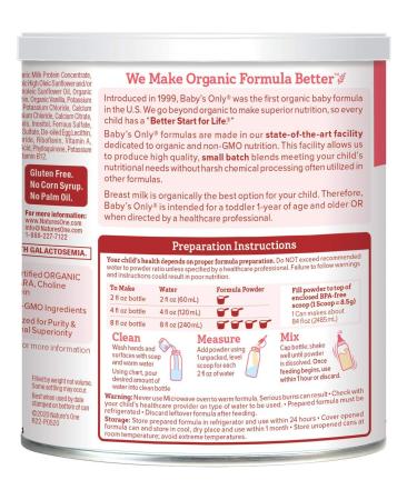 Baby's Only Organic Sensitive LactoRelief with DHA & ARA Toddler Formula 12.7 Oz (Pack of 6) - Non-GMO USDA Organic - Lactose Sensitivity - Clean Label Project Verified - Buy Online on SooperMarket.com