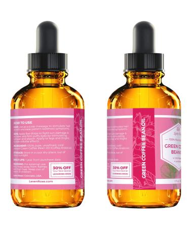 Leven Rose Green Coffee Bean Oil 1oz - 100% Natural Cold Pressed for Skin, Face, Eyes, Hair & Nails - Buy Online on SooperMarket.com