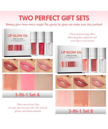 Buy Hydrating Lip Glow Oil - Plumping Tinted Lip Gloss | Long Lasting Moisturizing Lip Care (Set B) - 3 Colors Available | Ideal for International Shipping - Buy Online on SooperMarket.com