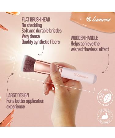 Flat Top Kabuki Foundation Brush | Premium Makeup Face Brush for Liquid, Cream, Powder | Blending, Buffing, Stippling | Pro Quality Synthetic Dense Bristles - Rose - Buy Online on SooperMarket.com