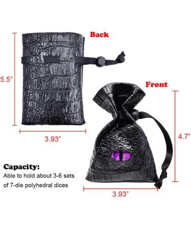 Haxtec Dragon Dice Bag - Small Drawstring Leather DND Pouch for Dungeons & Dragons - Purple Eye Design - Patent D893867 - Buy Online on SooperMarket.com