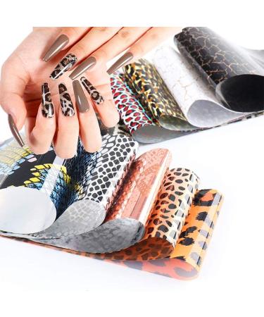Leopard Print Nail Foils Transfer Stickers - Holographic Starry Sky Design for Acrylic Nails - 10pcs Style 12 - Buy Online on SooperMarket.com