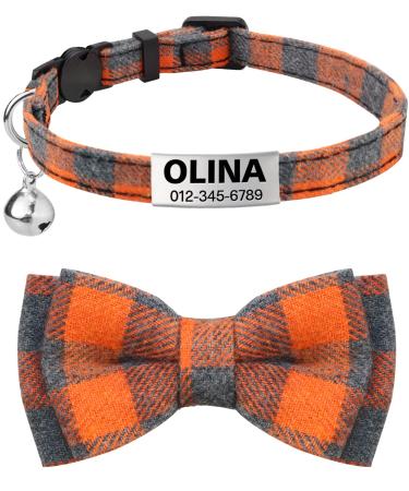 Tagme cats collars with names and telephone number kitten collar with safety closure and bell orange 1 Pack orange