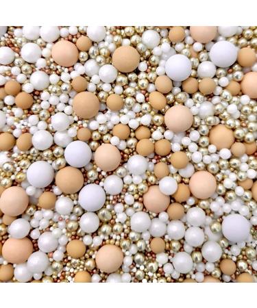 Luxury metallic Gold Nude Beige neutral White Rose Gold Christmas Sprinkles mix blend baby shower cupcakes cookies biscuits edible cake topper pearls wedding hen party decoration chocolate balls MOET