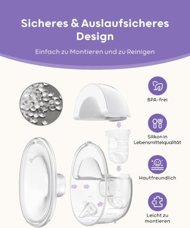 Nuliie Portable Electric Milk Pump S32 - 4 Modes 9 Steps 24mm Flange with LED Display + Extra 18mm & 21mm Flanges & Duck Valves (2 Pack) - International Shipping Available - Buy Online on SooperMarket.com