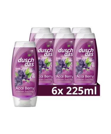 Duschdas shower gel acai berry shower bath with fresh-energy fragrance formula ensures a refreshing start in the day 6 x 225 ml acai berry 225 ml (6 Pack)