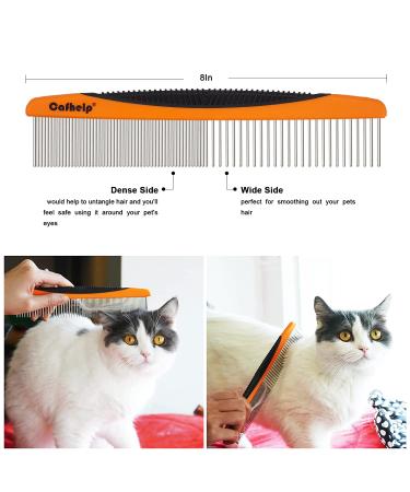 Cafhelp Metal Dog & Cat Comb | Stainless Steel Teeth, Non-Slip Grip Handle | Professional Grooming Tool for Tangles & Knots | Greyhound Comb for Long/Short Haired Pets - Buy Online on SooperMarket.com
