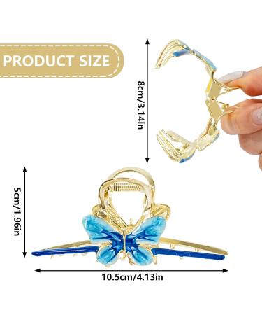Whaline 6Pcs Large Butterfly Hair Claw Clips - Colorful Non-Slip Hair Claws for Women Girls - Strong Spring Hair Clips for Long Thick Thin Curly Hair - Buy Online on SooperMarket.com