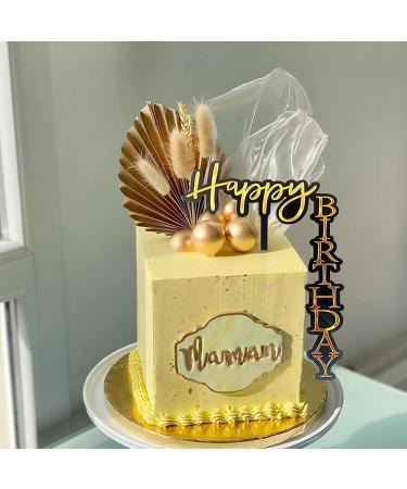 23-Piece Gold Palm Leaves Birthday Cake Topper Set for Party Decoration - Buy Online on SooperMarket.com