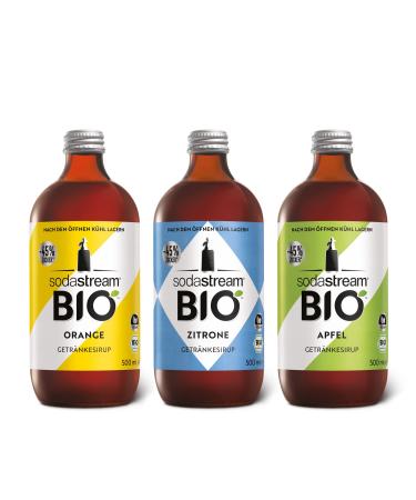 SodaStream syrup bundle ORGANIC apple lemon orange 3x 500ml beverage syrup for up to 3.5 liters of ready-to-drink beverage each SST ORGANIC Bundle