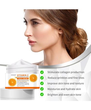 Vitamin C Face Cream Vitamin C Cream with Hyaluronic Acid & Vitamin E Anti Aging Vit C Serum Day & Night Face Cream for Women and Men Boost Skin Collagen Brighten Hydrate and Plump Skin - Buy Online on SooperMarket.com