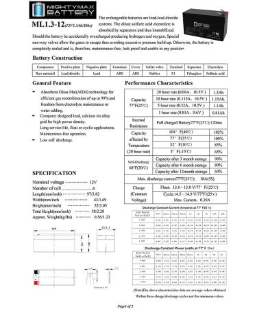 Mighty Max 12V 1.3Ah Replacement Battery for Mojo Flyway Feeder - International Shipping Available - Buy Online on SooperMarket.com
