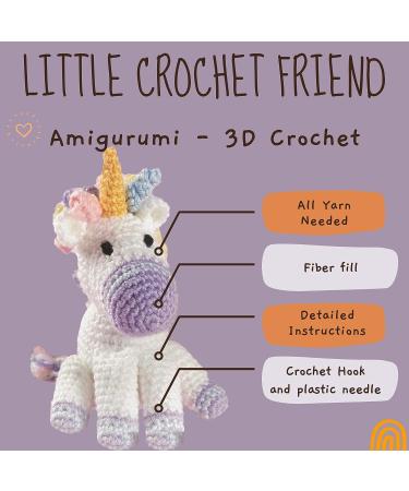 LEISURE ARTS Little Crochet Friend Animals Crochet Kit - Easy Animal Crochet for Kids & Adults - Includes Yarn & Instructions - 8 Amigurumi Unicorn - Buy Online on SooperMarket.com