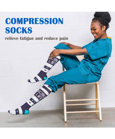 Actinput 4 Pairs Compression Stockings for Men & Women - Colorful Support Socks for Sports Travel & Work - Blue S-M - Buy Online on SooperMarket.com