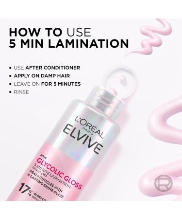 L'Oreal Paris Elvive Glycolic Gloss Lamination Rinse-Off Treatment 200ml - Smooth & Shine Hair with Gloss Complex and Glycolic Acid - Buy Online on SooperMarket.com