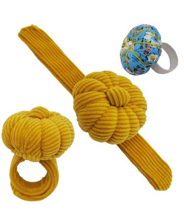 Wrist Pin Cushion Pincushions Needlework DIY Handcraft Needles Holder for Sewing and Quilting Pop Snap Ring with 1 Elastic Strap Finger Ring Pincushions Pumpkin Shaped Yellow
