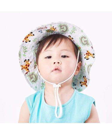 LANGZHEN Giraffe XL Beach Sun Protection Hat for Baby Girls - Adjustable Wide Brim Toddler Kids Hat with Chin Strap - Summer Play Essential - Buy Online on SooperMarket.com