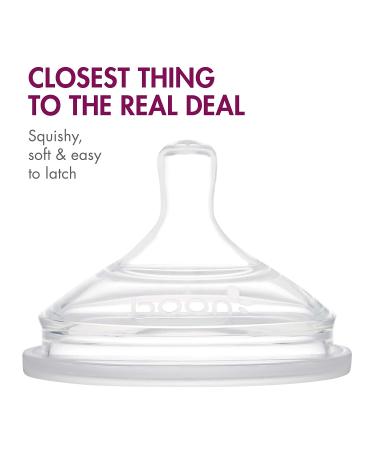 Boon NURSH Silicone Replacement Nipple - 3 Count, Slow Flow, Stage 1, Birth and Up - Air-Free Feeding - Buy Online on SooperMarket.com