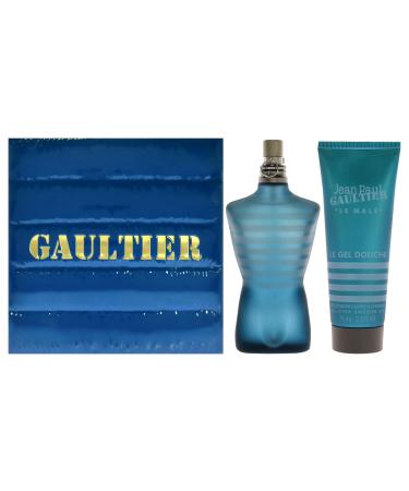 Jean Paul Gaultier Le Male for Men - 2 Pc Gift Set 4.2oz EDT Spray 2.5oz All-Over Shower Gel Cedar 1 Fl Oz (Pack of 2)