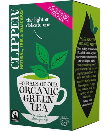 Clipper Organic Pure Green Tea Bags | Box of 40 Teabags | Organic Tea for Home & Office | Eco-Conscious Fair Trade Tea | Natural Unbleached Plant-Based Compostable & Biodegradable Tea Bags - Buy Online on SooperMarket.com