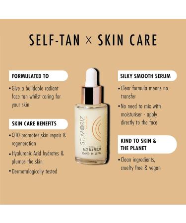 St Moriz Advanced Face Tanner Serum - Hydrating Self Tan with Q10 & Hyaluronic Acid for Natural Radiant Glow - 1.01 fl oz - Buy Online on SooperMarket.com