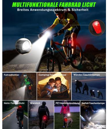 LED Bike Lighting Set - USB Rechargeable Waterproof Bicycle Lights for Kids & Adults - StVZO Approved Front & Rear Lamps - Buy Online on SooperMarket.com