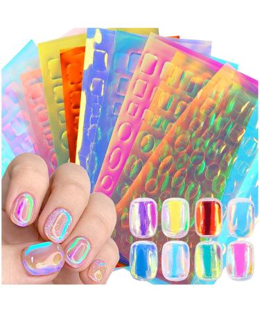 Dornail 11 Sheets Aurora Nail Foil Broken Glass Paper Nail Film Holographic Nail Stickers Laser Nail Decals DIY Nail Art Decoration for Women Girls
