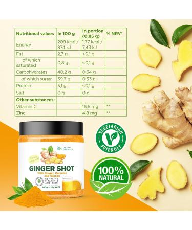 Ginger Shot with Vitamin C and Zinc - 125g Ginger Shots with Turmeric and Orange - Buy Online on SooperMarket.com